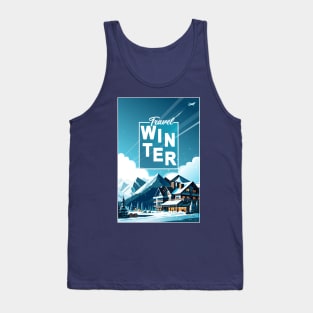 Winter Mountain snow sports ski Hotels in Snowy Mountains landscape Christmas Alps T-Shirt Tank Top